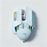 PYHO 고성능 무선 블루투스 전용 게이밍 마우스 RGB 동적 광효과의 메탈 기계 마우스, 연한 남색, SB1416