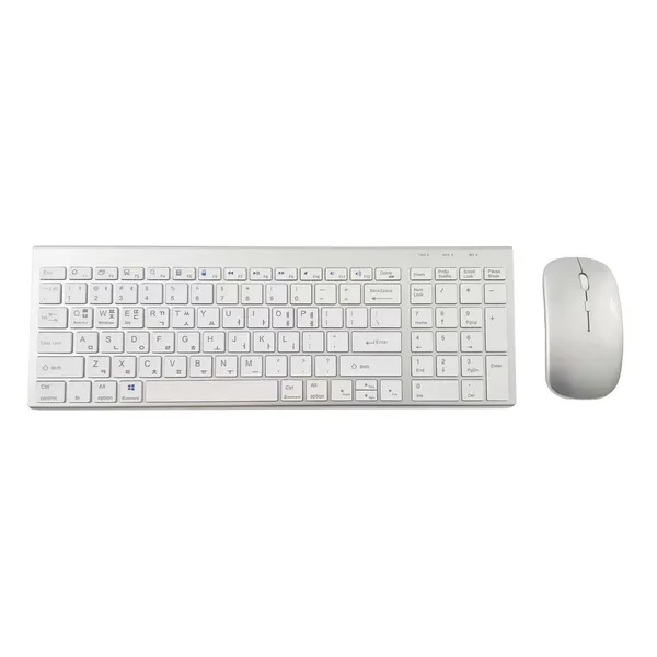 무소음 무선 키보드 마우스 세트 iPad 적용, 노트북, 실버