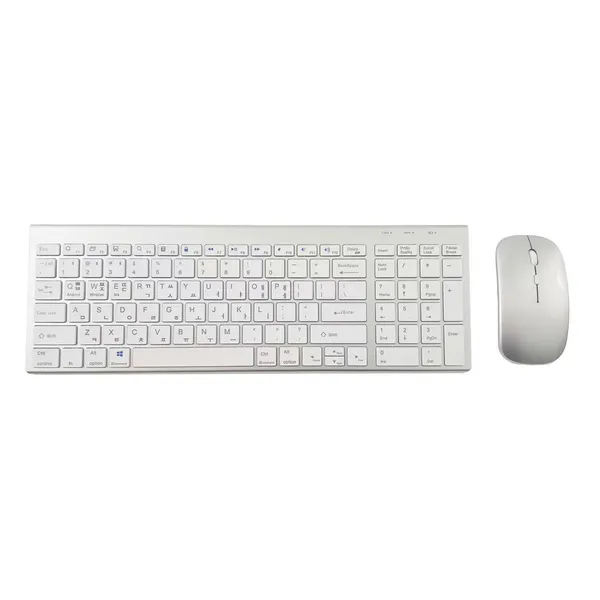 무소음 무선 키보드 마우스 세트 iPad 적용, 노트북, 실버