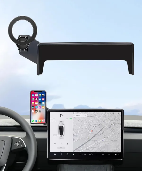테슬라 모델 3 2024-2026 Y 2025-2026용 차량용 휴대폰 홀더 15.4인치 화면 Magsafe 자석 액세서리 호환 셀폰 마운트 클립 3D 핏 안정적인 대시보드 GPS