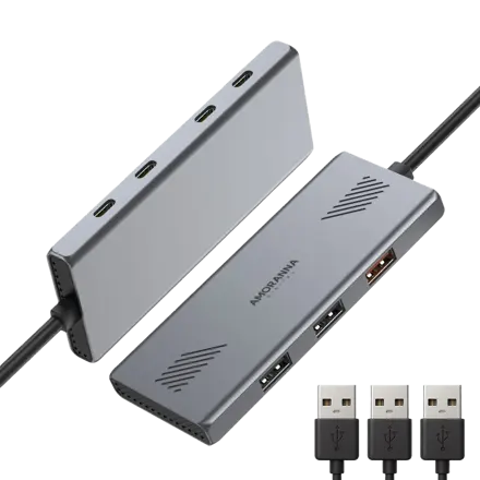 아모란나 고성능 7in1 C타입 10Gbps USB 멀티허브 PD 100W 슬림형, 1개