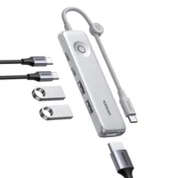 UGREEN 유그린 5포트 USB 3.2 C타입 멀티 허브 ,삼성 DeX 지원,10Gbps ,HDMI2.0 4K60Hz, PD100W, 초경량, 제어 버튼 탑재, 1개, 실버