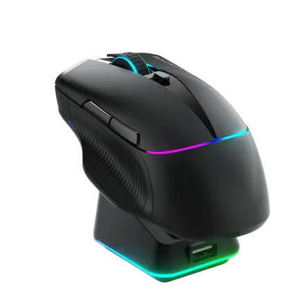 Machenike 메카닉 L8 Pro/Max RGB 무선 게이밍 마우스 세트 8K 반응률 PAW3395 센서 도크 포함, 블랙, L8 Pro (8K 반응률/도크 포함)
