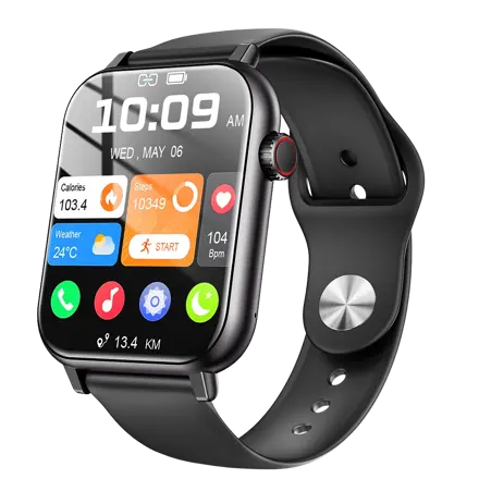 LifeSync 통화가능 스마트 워치 운동측정 2.0인치 대화면 한글판 스마트밴드, 블랙, 4.5cm, 블루투스