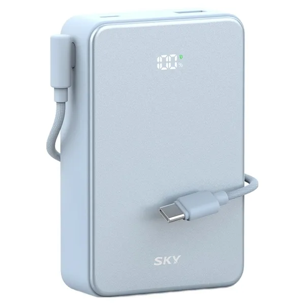 SKY 필 Cube 20000mAh PD QC 22.5W 고속충전 LCD잔량표시 대용량 미니 보조배터리 케이블 멀티단자, 블루, SKY-A20