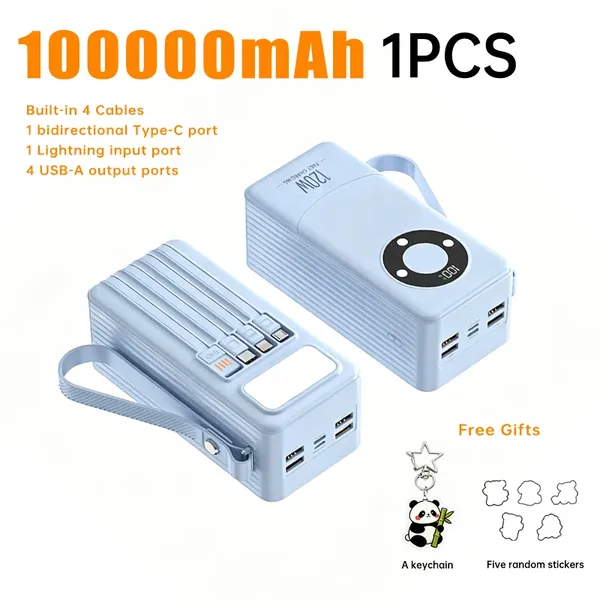 Oloey 2026 100000mAh 보조 배터리 120W 초고속 충전 대용량 내장 케이블 4개 휴대용 외장