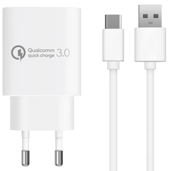 홈플래닛 퀄컴 공식인증 QC3.0 18W고속충전기 + 타입C케이블 1.2m 세트